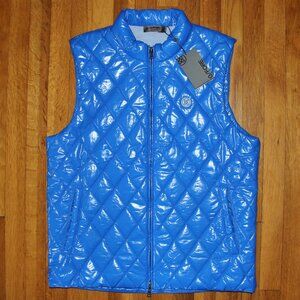 G/Fore Quilted Coated Nylon Wool Lined Slim Fit Puffer Golf Vest Mens L Blue